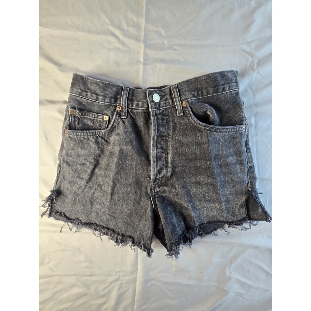 Agolde Jeans 27 Shorts Raw Hem Cut Off Charcoal Grey Y2K Gothic Boho High Rise